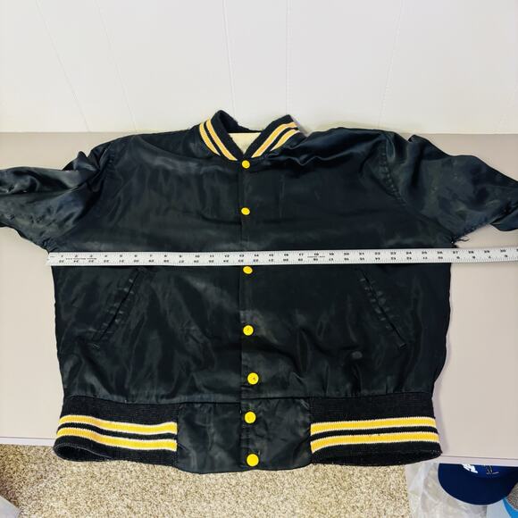 True Vintage Jacket Satin Size Large 60’s Deans Lanes Bowling Varsity Navy Blue - Picture 6 of 8